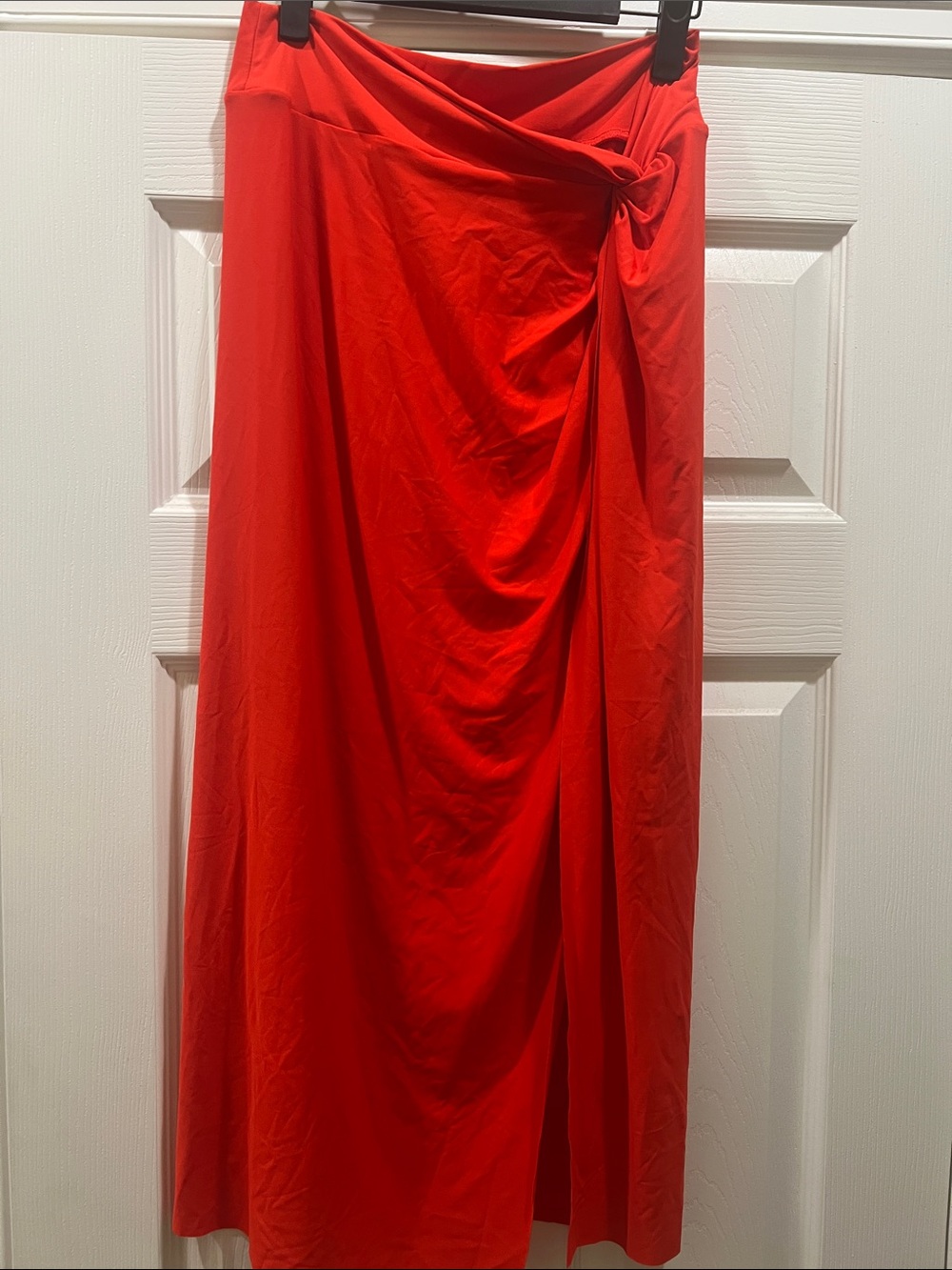 CALIA by Carrie Underwood Red Draped Swim Sarong with Knot Detail